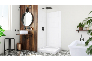 DreamLine DreamStone Traditional Subway Tile Shower Wall and Base Kit